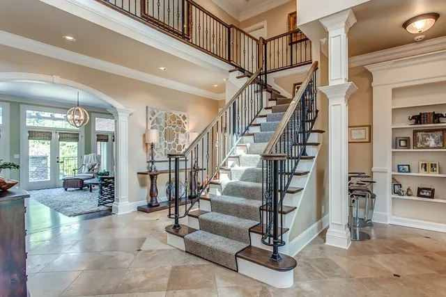 a view of entryway with livingroom and furniture