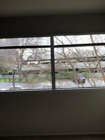 a view of a street from a window