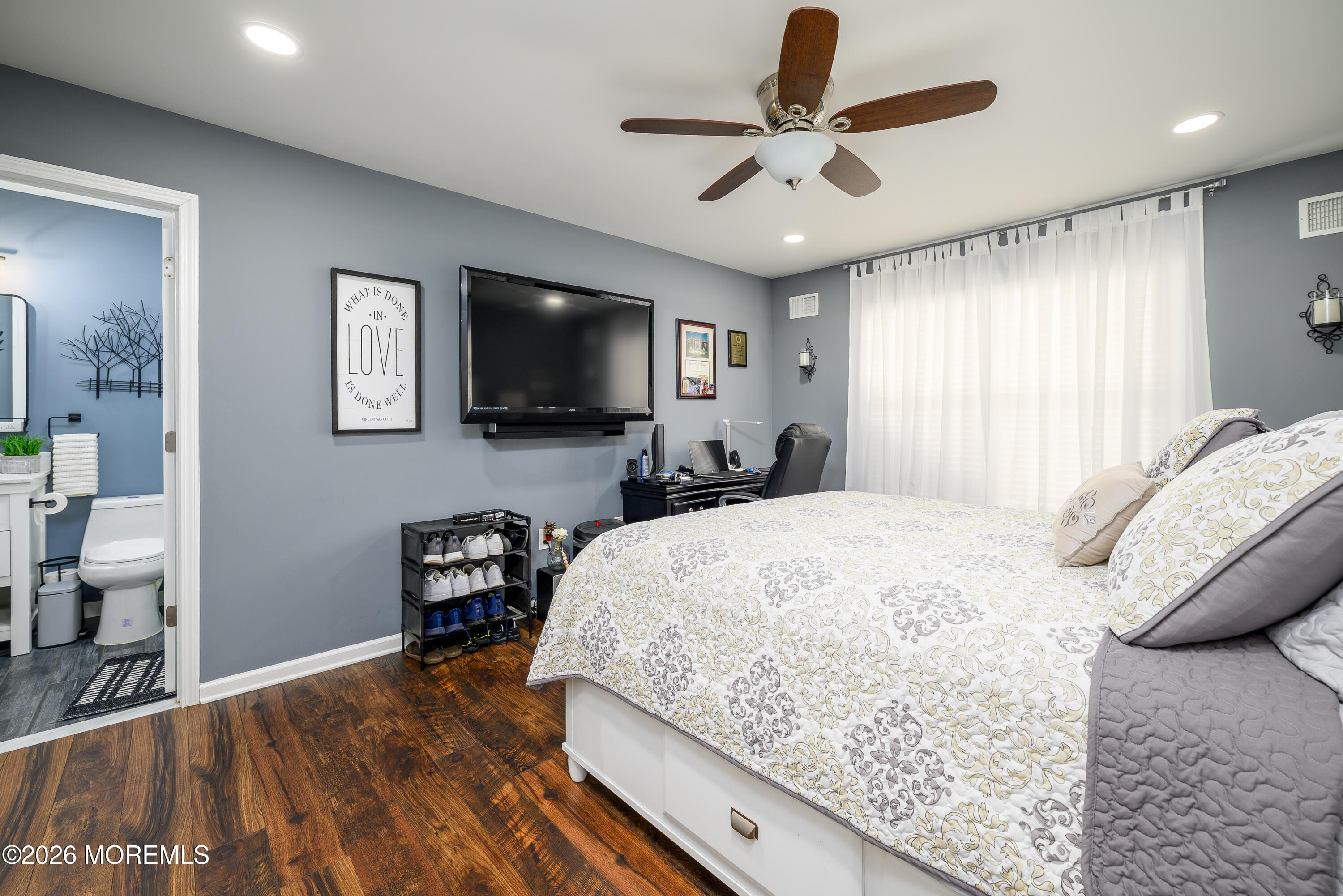 26 Ivy Hill Road Lakewood, NJ 08701 - Photo 28 of 46 a bedroom with a bed a window and a flat screen television
