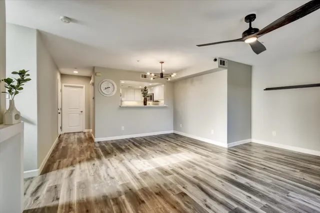 a view of a livingroom with a chandelier