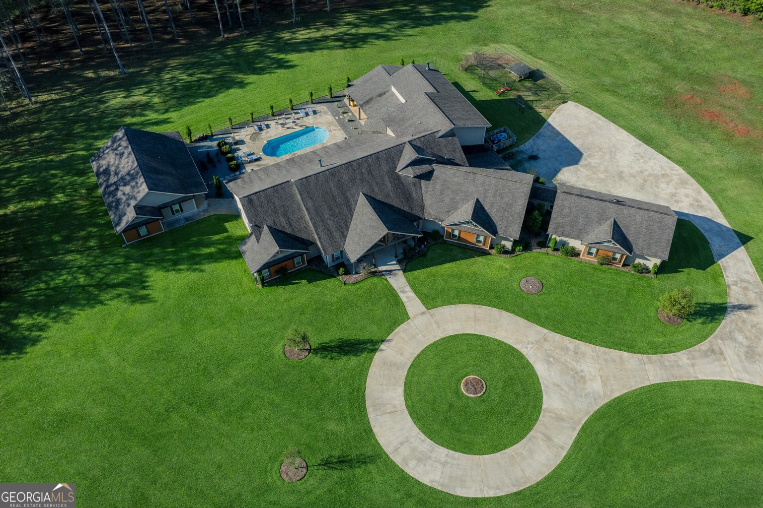 2161 Bear Creek Road Moreland, GA 30259 - Photo 3 of 137 an aerial view of a house with garden space and outdoor seating