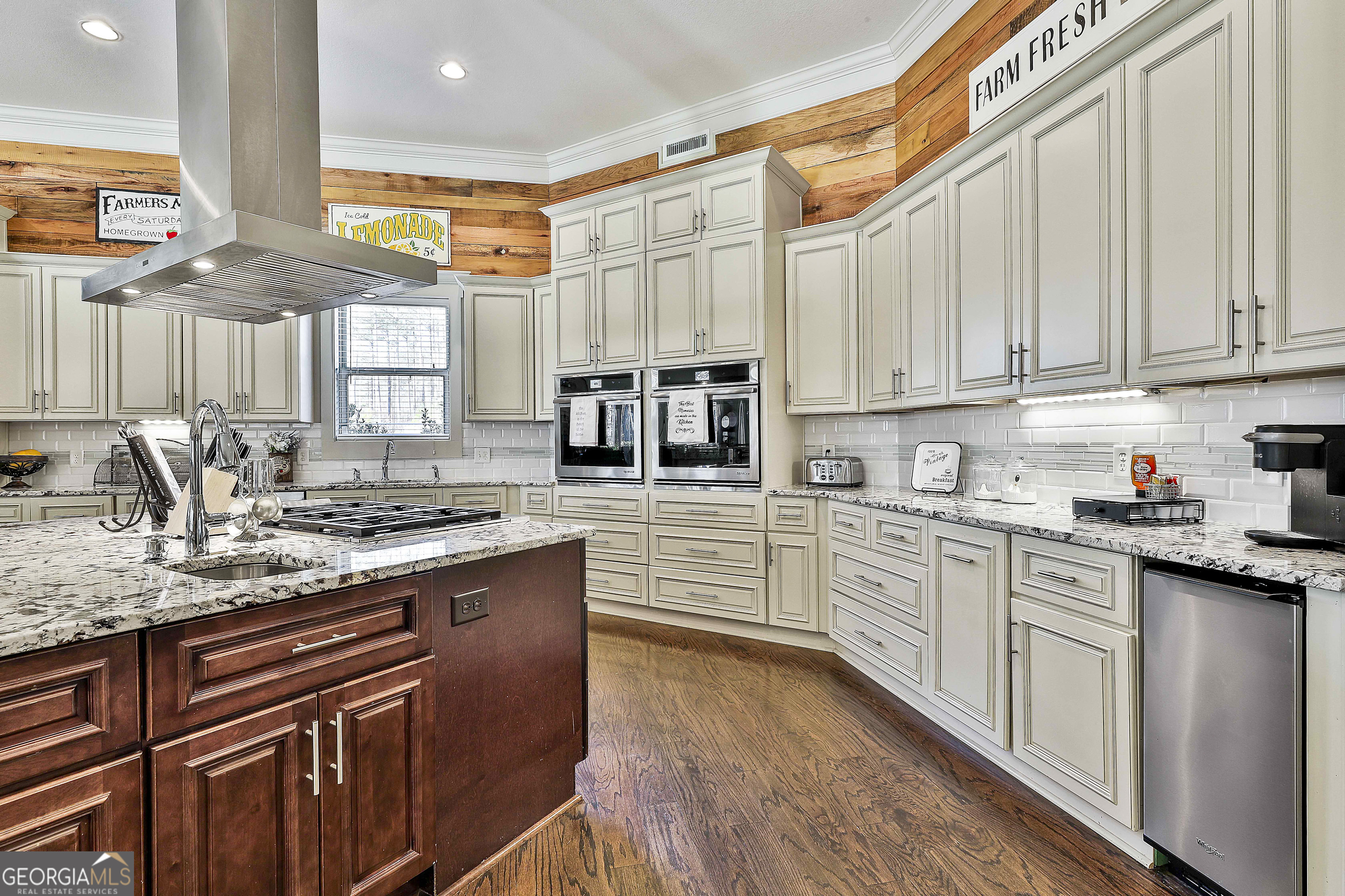 2161 Bear Creek Road Moreland, GA 30259 - Photo 35 of 137 a kitchen with stainless steel appliances granite countertop a stove a sink dishwasher and a refrigerator