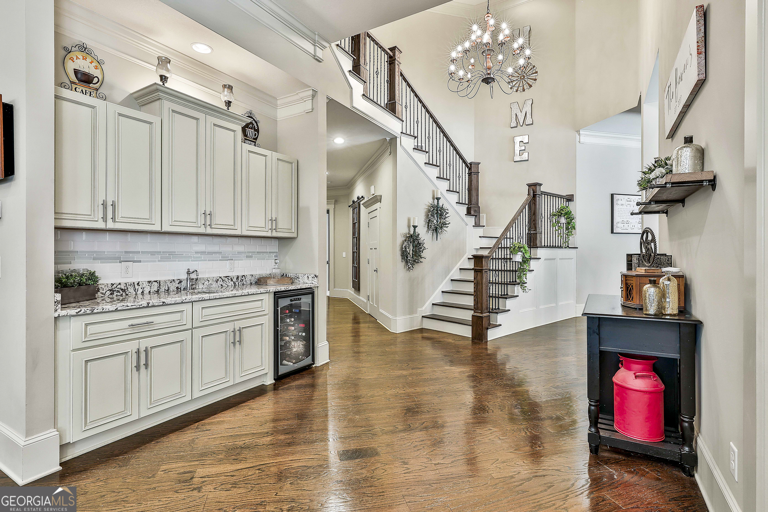2161 Bear Creek Road Moreland, GA 30259 - Photo 76 of 137 a kitchen with stainless steel appliances kitchen island granite countertop a stove a sink and a refrigerator