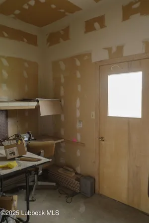 a room with a table and a chair