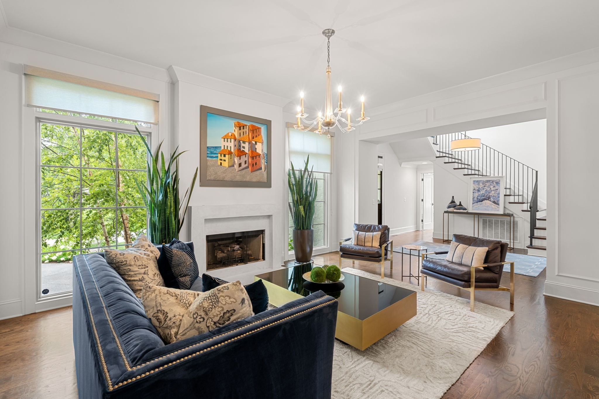 4031 Sneed Road Nashville, TN 37215 - Photo 15 of 61 a living room with furniture fireplace and a large window