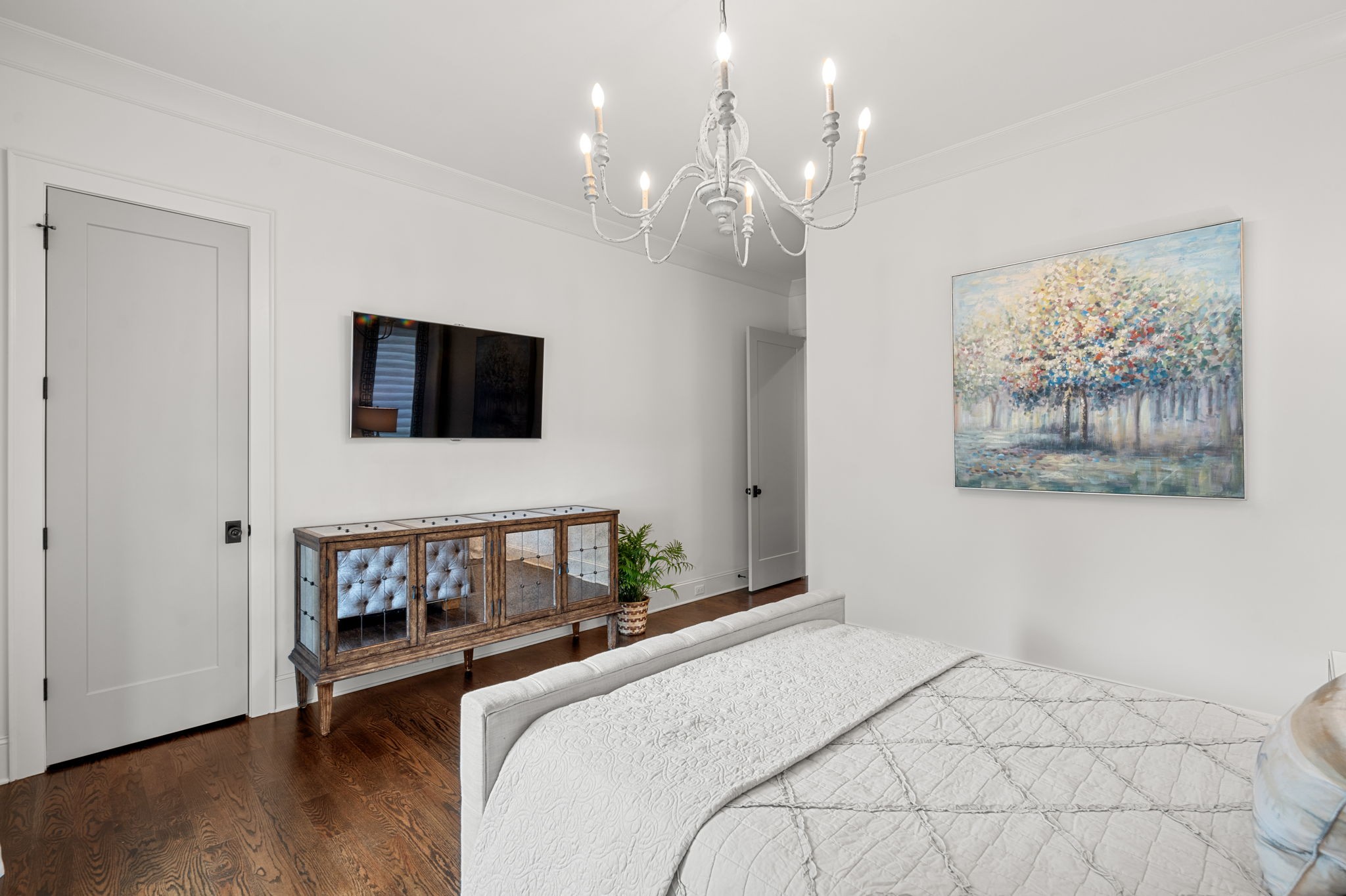 4031 Sneed Road Nashville, TN 37215 - Photo 33 of 61 a bedroom with a bed and a flat screen tv