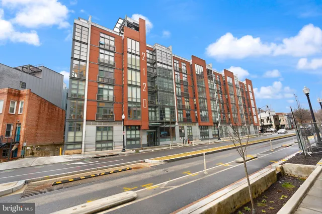 a view of a building and a street
