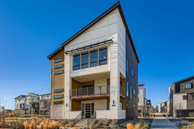 a front view of a building with streets