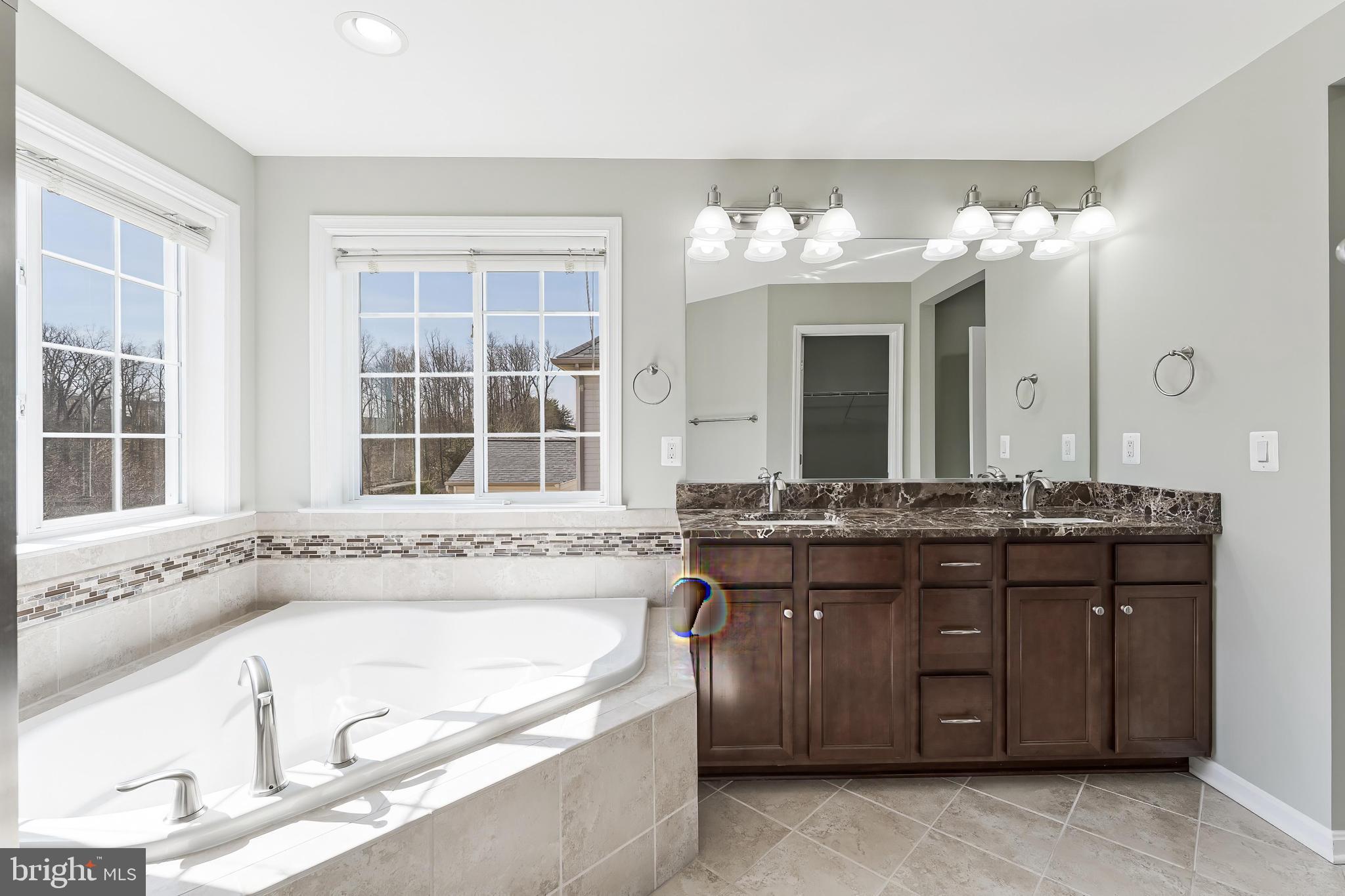 18747 Pier Trail Drive Triangle, VA 22172 - Photo 71 of 84 a bathroom with a granite countertop tub sink and mirror
