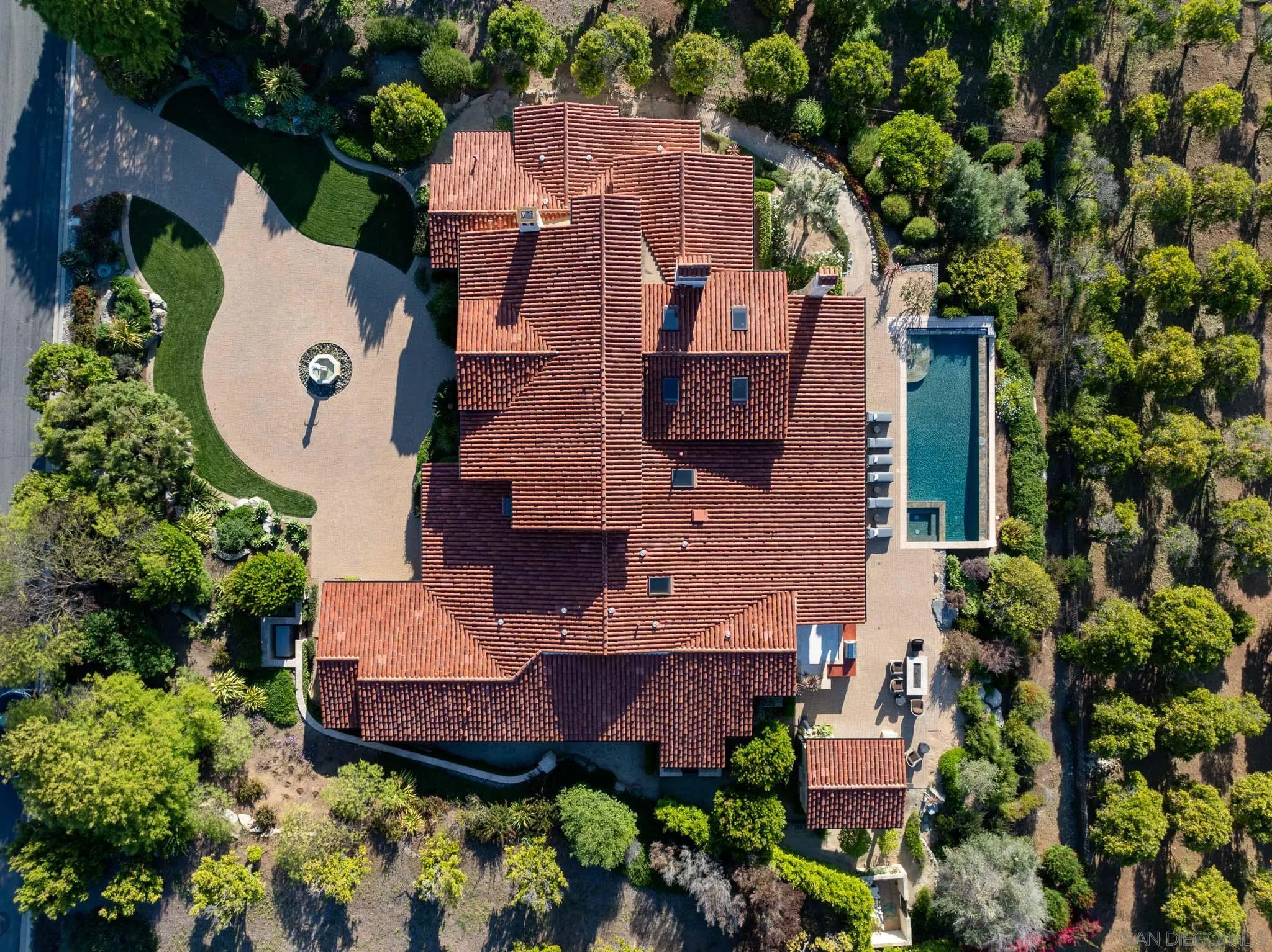 6248 Strada Fragante Rancho Santa Fe, CA 92091 - Photo 32 of 38 an aerial view of a house with a garden and plants