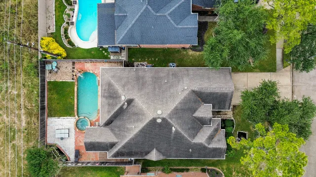 an aerial view of a house