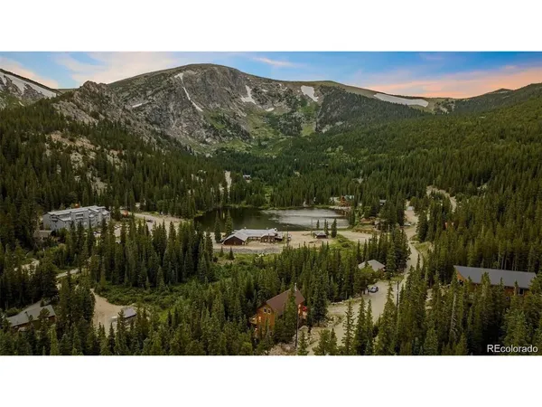a black and white house with a mountain in the background