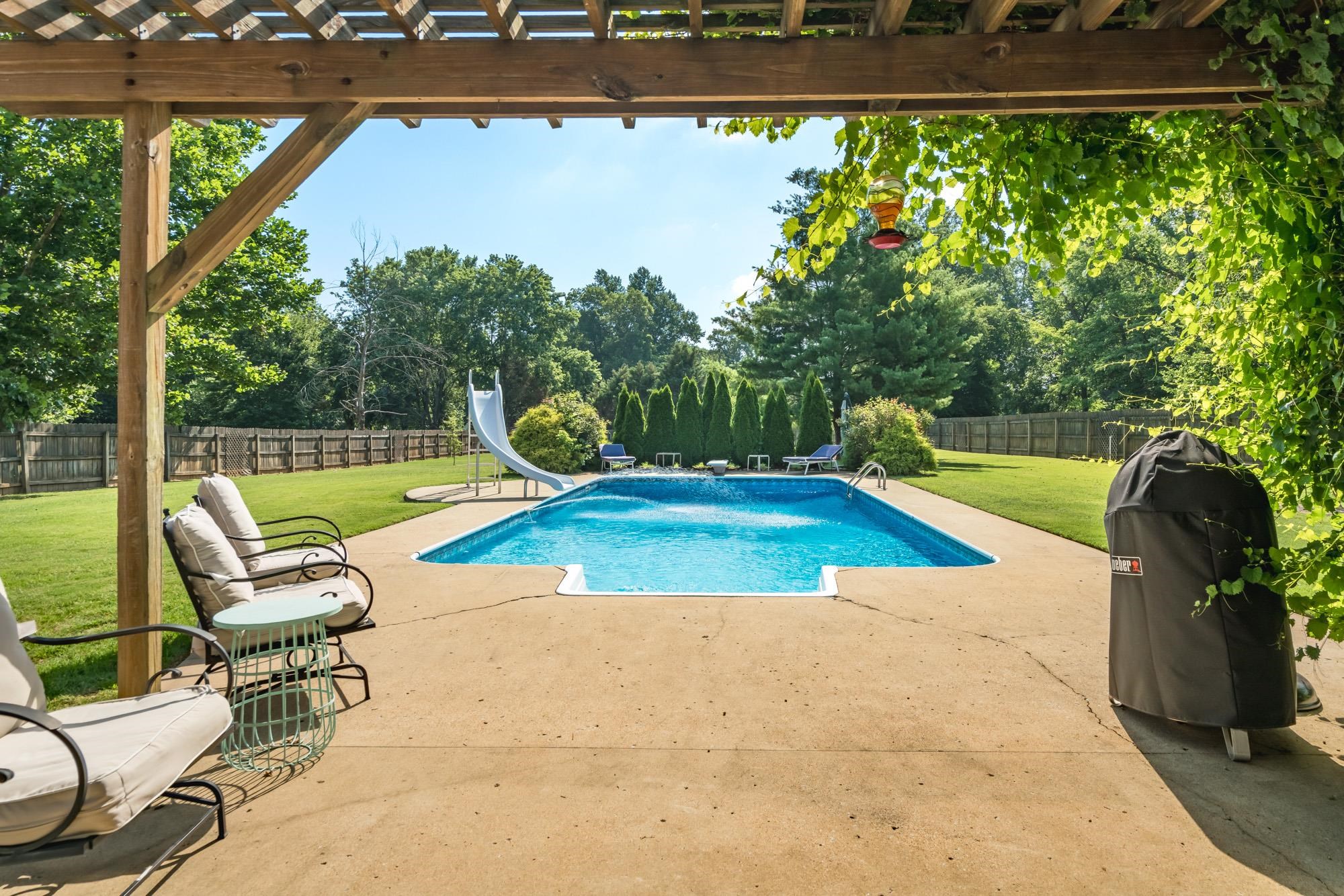 192 Madison Drive Atoka, TN 38004 - Photo 23 of 23 a view of a swimming pool with a patio and a garden