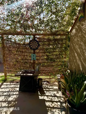 a view of outdoor space with seating area