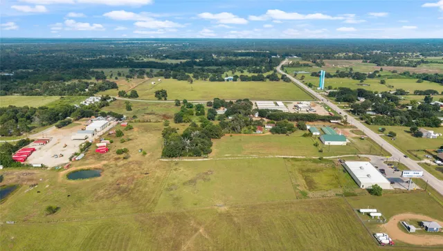 a view of a lake in middle of the town