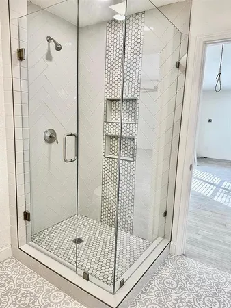 a bathroom with a shower