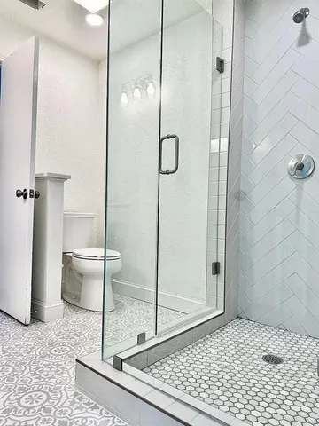 a bathroom with a shower