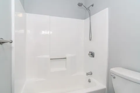 a bathroom with a bathtub