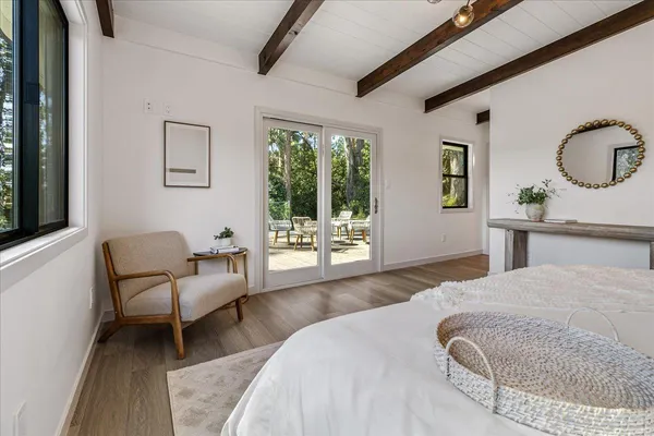 a bathroom with a double vanity sink and mirror