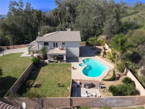 an aerial view of a house