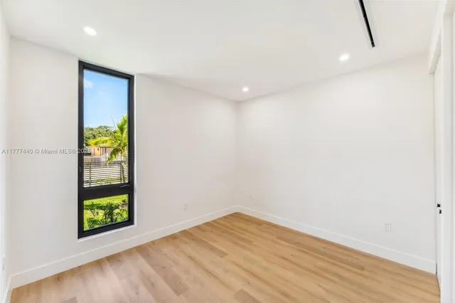 a view of a small space with a window