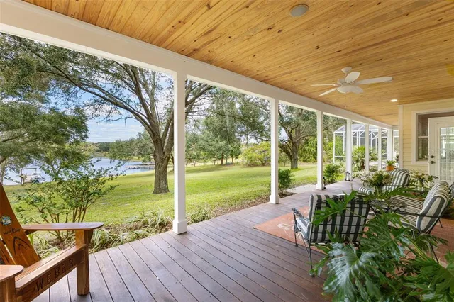 a view of a swimming pool with a yard