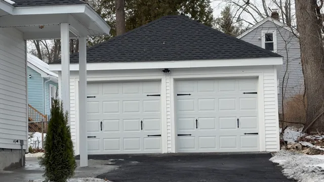 a view of a house with a large door