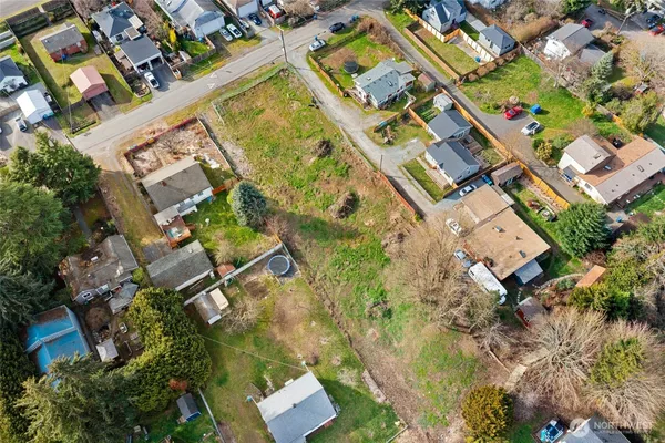 an aerial view of a house