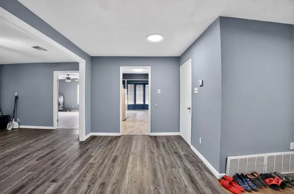 a view of livingroom with wooden floor