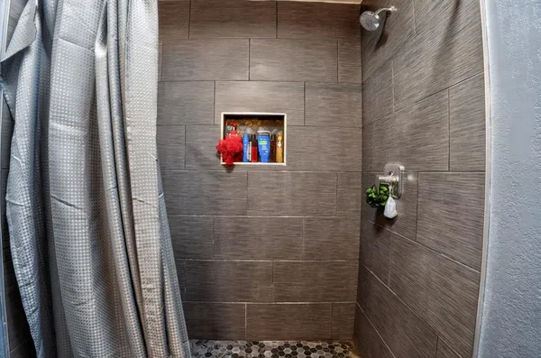 a bathroom with a shower