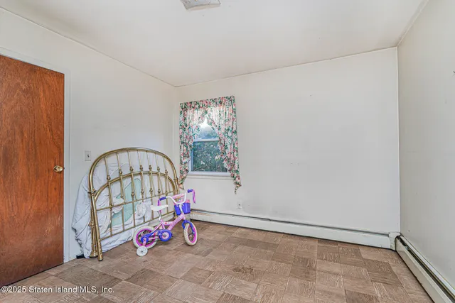 a view of a hallway with windows