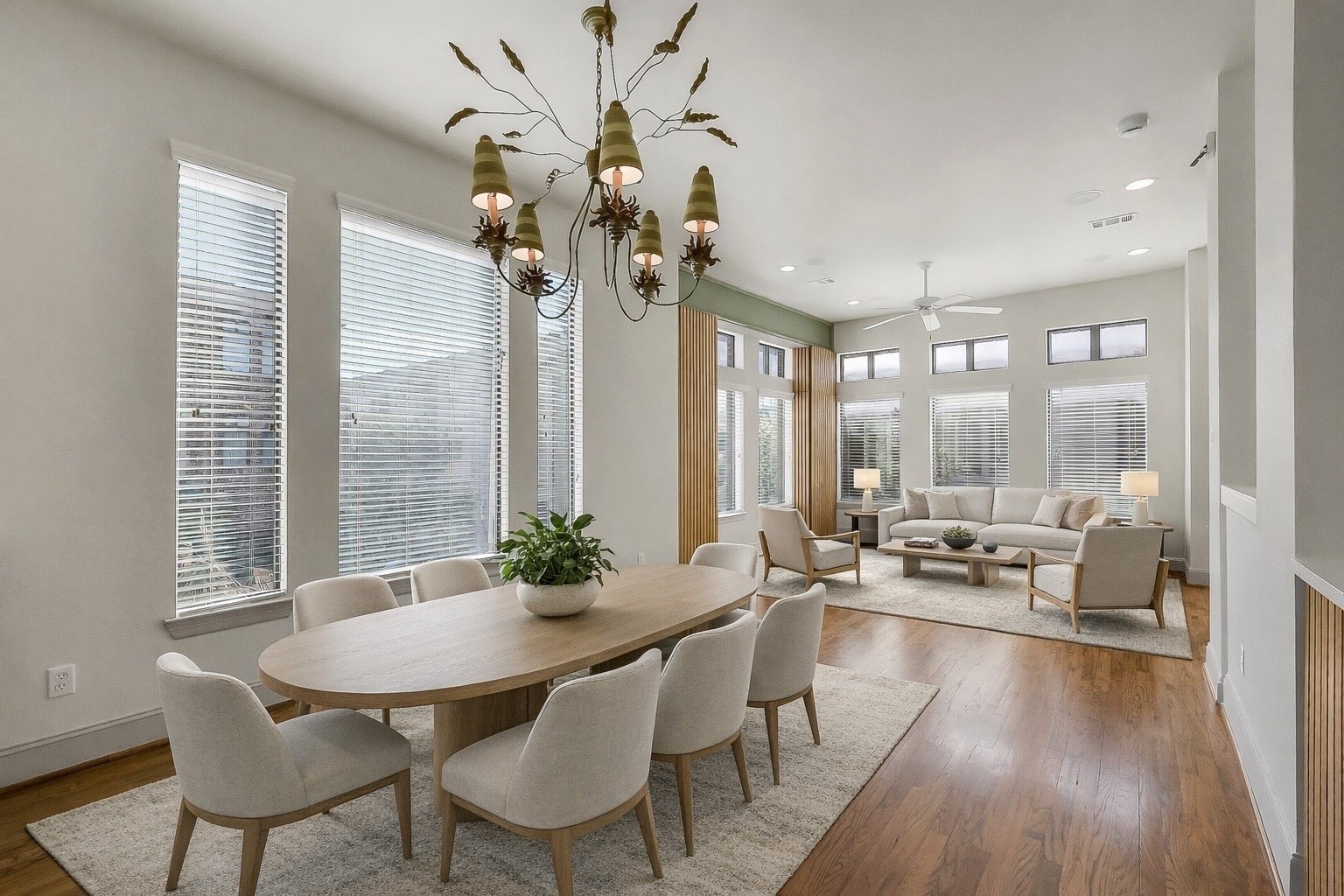1929 Summer Street Houston, TX 77007 - Photo 27 of 27 Second floor living, flooded with natural light! Dining area situated between kitchen and living, creating an open-concept floor plan; ideal for everyday living and entertaining. Decorative light fixture. A wonderful open space for different furniture configurations.