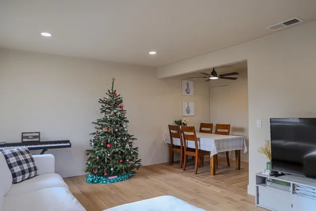 a livingroom with a potted plant and furniture