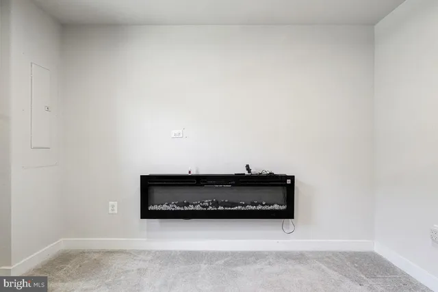 a view of fireplace in room