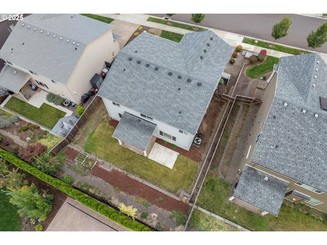 an aerial view of a house