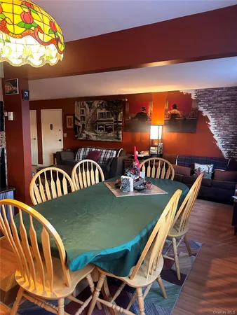 an outdoor space with furniture