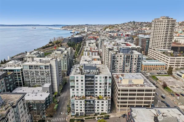a view of a city with tall buildings