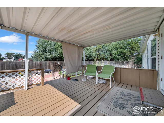 a deck view with a seating space