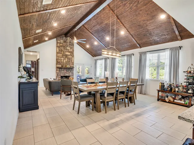 a view of a dining area with furniture window and outside view