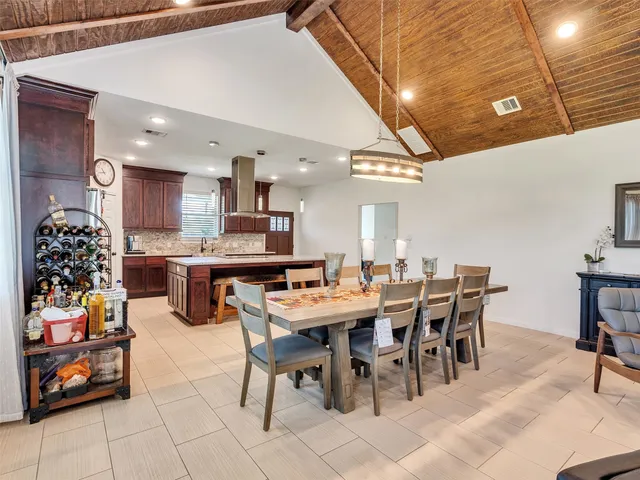 a view of a dining area with furniture