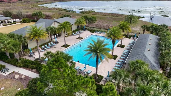 an aerial view of a house
