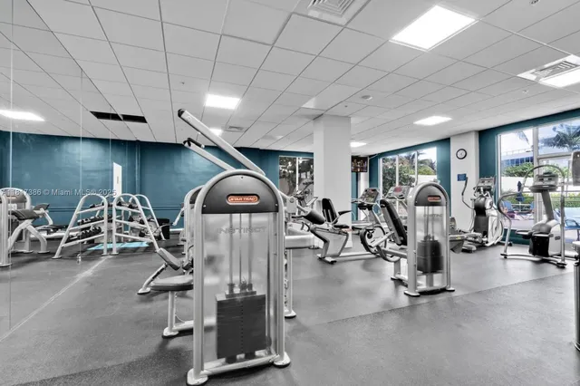 a view of a room with gym equipment