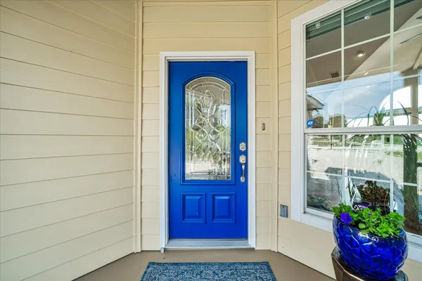 a front view of a house with entryway