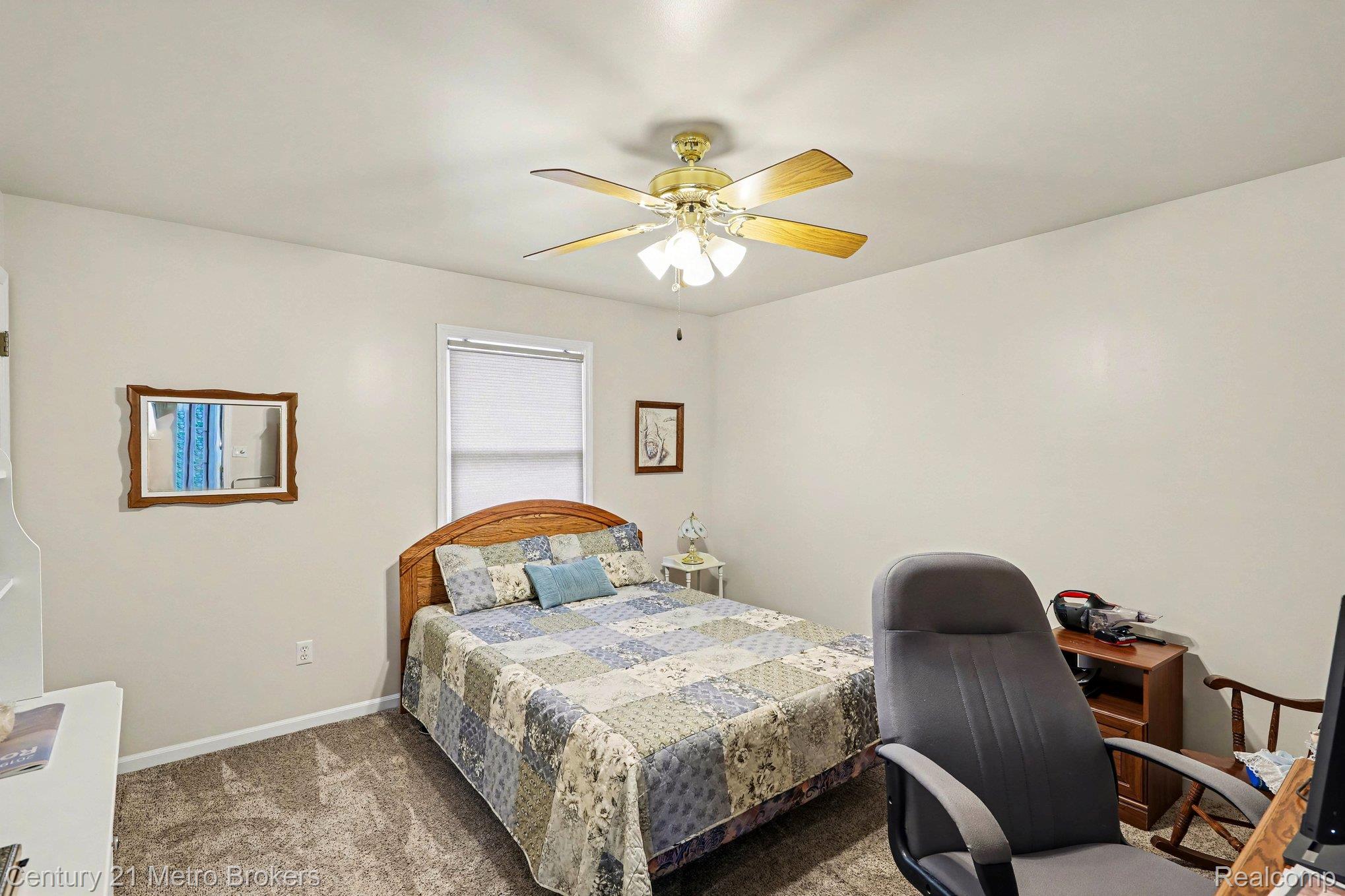 3861 5 Lakes Road Lapeer, MI 48446 - Photo 14 of 30 Bedroom with carpet flooring, a ceiling fan, and an office area