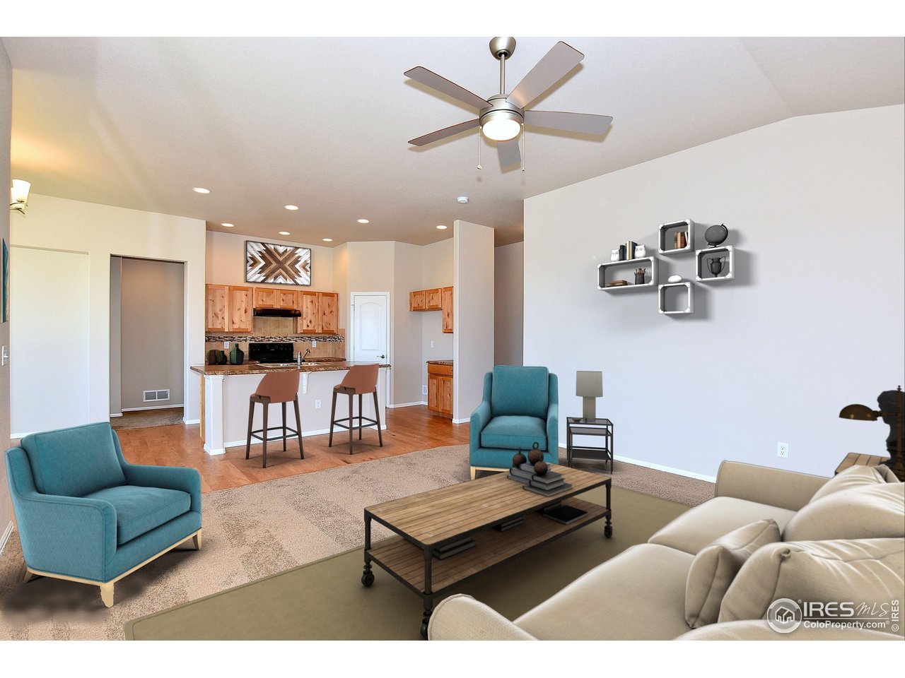 623 86th Avenue Greeley, CO 80634 - Photo 7 of 38 a living room with furniture and kitchen view
