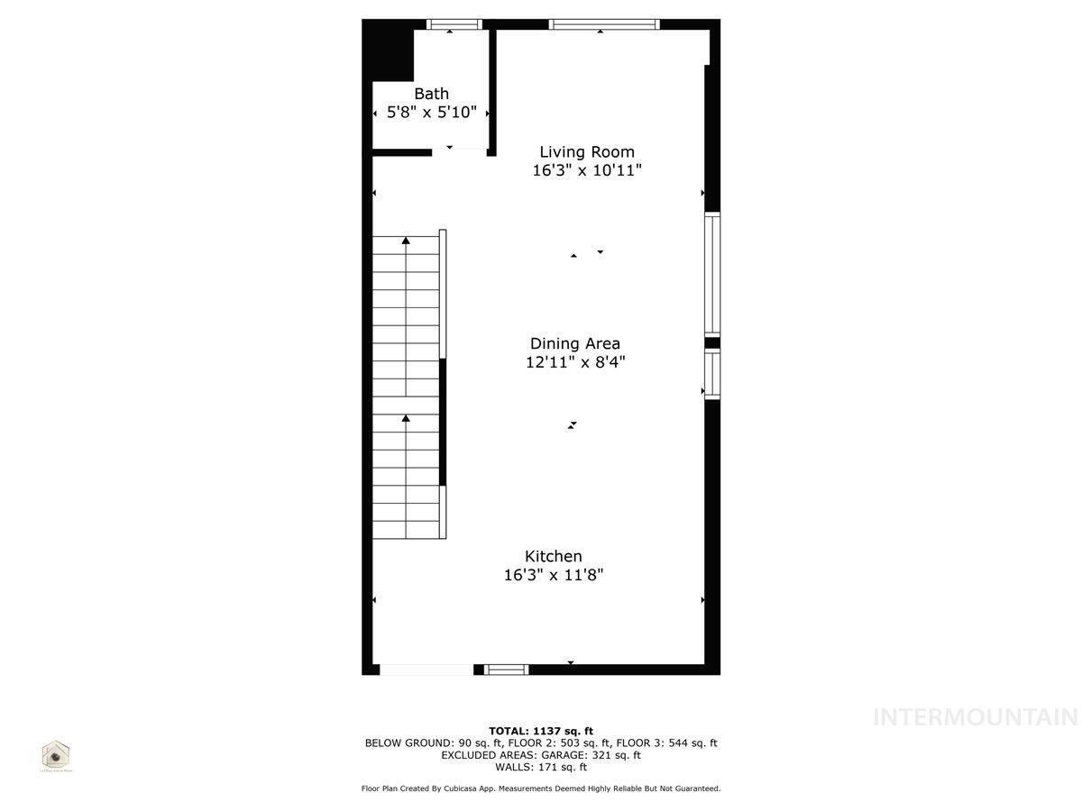 1011 South Orchard Street, Unit 101 Boise, ID 83705 - Photo 14 of 16 Showing open concept w/living room, dining area, and kitchen, along with a half-bath.