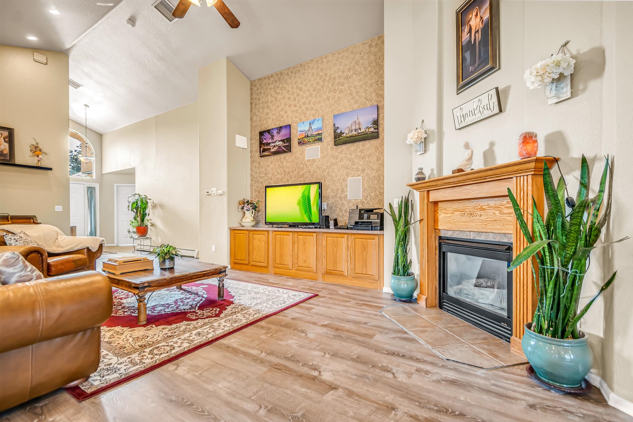697 Jasper Drive Fruita, CO 81521 - Photo 5 of 26 a living room with furniture a fireplace and a potted plant