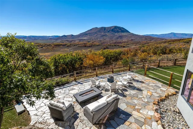 a view of a terrace with a bench