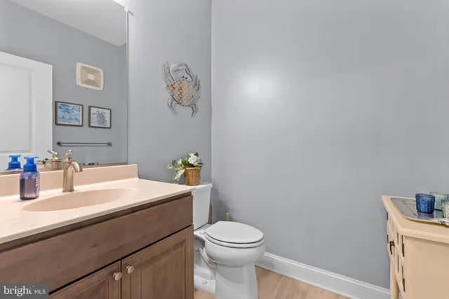 a bathroom with a sink a toilet and vanity