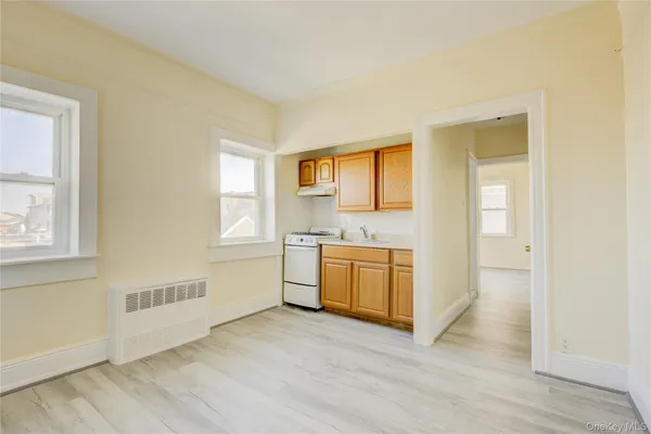 a view of a kitchen with a sink a dishwasher cabinets and wooden floor